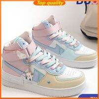 best very 1 Kasut New high-top macaron female ins street shooting student Korean version of ulzzang sneakers comfortable and breathable sneakers