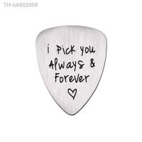 ℡™ Titanium Steel Carved Guitar Pick I Pick You Always Forever Letter Engraved Ukulele Pick Musical Instrument Accessory