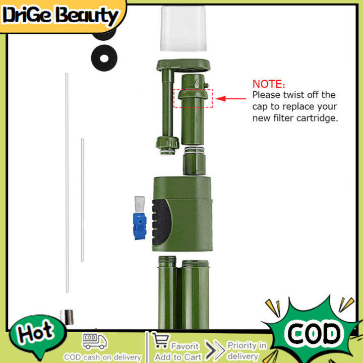ระบบการกรองน้ำอุปกรณ์เอาตัวรอดฉุกเฉินหลอดดูดกรองน้ำเครื่องกรองน้ำกลางแจ้งสำหรับเดินป่าตั้งแคมป์