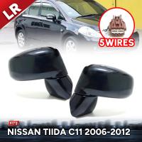 กระจกมองข้าง กระจกรถยนต์ รุ่น นิสสัน ทีด้า เวอร์ซ่า NISSAN TIIDA VERESA ปี 2006 - 2012  มี5 สาย ปรับไฟฟ้า พับไฟฟ้า สีดำ