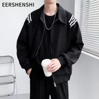 EERSHENSHI แจ็คเก็ตผู้ชาย,แจ็คเก็ตผู้ชายแฟชั่นดีไซน์เรียบง่ายเสื้อแจ็กเก็ตมีซิปลำลอง