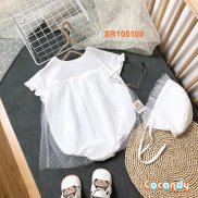 Cocandy Official Store Set bodysuit cho bé dáng cộc ren trắng kèm mũ