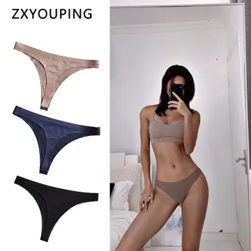 Lace Panties Women Bikini Briefs LowRise Sexy Ice Silk Underwear Thong  G-string