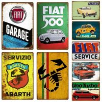 Lupeishop FIAT รถ Retro ตกแต่งบ้านป้ายโลหะโปสเตอร์บนผนังป้ายดีบุก Vintage โปสเตอร์ Decor Wall Art ตกแต่งห้อง New