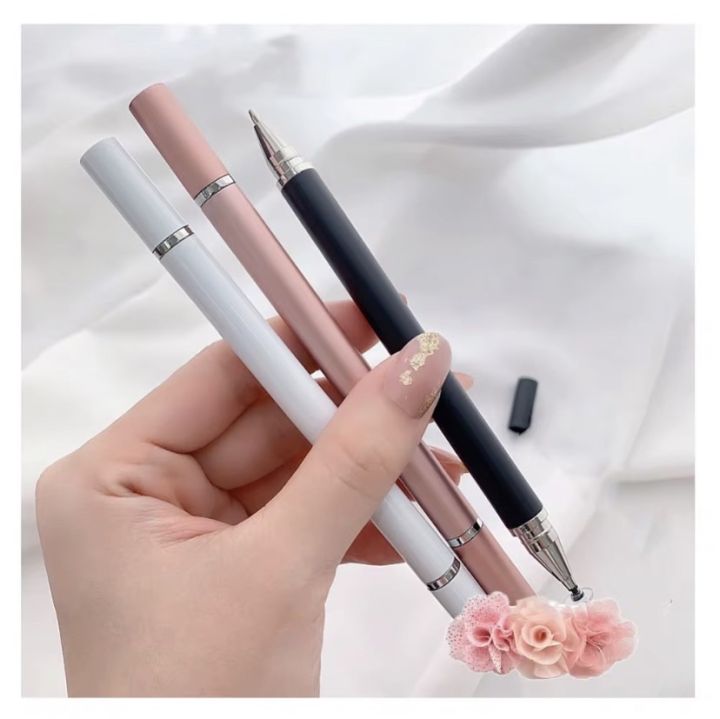 ปากกา-สไตลัส-stylus-2-in-1-สไตลัส-ปากกาเขียนวาดหน้าจอ-แต่งรูป-ทัชสกรีน-ปากกาทัชสกรีนสำหรับทุกรุ่น-ไม่ต้องชาร์จแบต-ใช้สะดวก