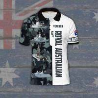 （all in stock）  Navy Force Camo Pattern Royal Australian Navy Remembrance Short Sleeve Polo Shirt For Unisex Size Up To 5XL