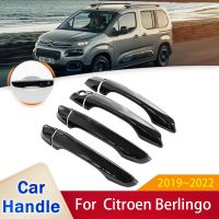 สำหรับ Citroen Berlingo K9 2019 2020 2021 2022พันธมิตรของ Peugeot ลิปกลอสไรเฟิลเตอร์ด้านนอกสีดำที่จับประตูสติกเกอร์ปิดตกแต่งรถยนต์