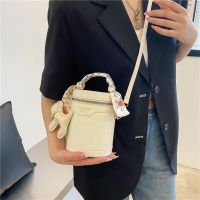 High-End Textured Handbags For Women 2023 New Trendy Fashion Silk Scarf Bucket Bag Foreign Style Versatile Shoulder Crossbody Bag