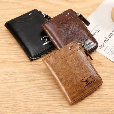 Fashion Vintage Business Credit Card Holder Case AntiTheft Clutch Short Mens Leather Wallet Large Capacity