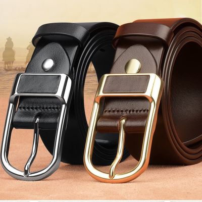 Retro Pin Buckle Belt Fashionable Mens Genuine Leather Business Casual Trousers Jeans