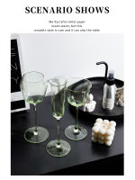 Ins Hot Green Wine Champagne Cups Borosilicate Glass Good Looking High Feet Glasses