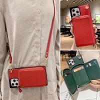 【Enjoy electronic】 Case For Iphone 14 13 12 Mini 11 pro xs max Xr 7 8plus Se 2020 Cover Wallet Card Holder Leather Shoulder Strap Belt Phone Bag