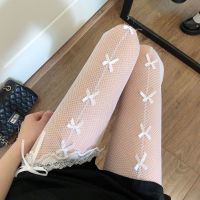 【YD】 Bow Knot Fishnet Stockings Womens Thin Loli Hollow Legs Tube Bottoming Silk Pantyhose Tall Maid