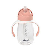 ขวดหัดดื่ม BEABA Straw Cup Tritan with Handles 300ml - Vintage - Pink