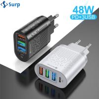 SURP เร็ว พิมพ์ C 48W อะแดปเตอร์ชาร์จ PD ที่ชาร์จด่วน 3 ที่ชาร์จ USB