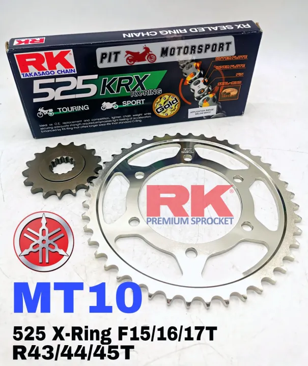 RK Sprocket Set YAMAHA MT10 525 GB KRX XRing Rivet Black / Gold Chain