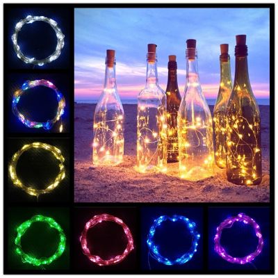 2pcs Wine Bottle Light with Cork LED String Light Copper Wire Fairy Garland Christmas Lights Outdoor Holiday Party Wedding Decor