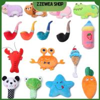 ZZEWEA SHOP ตุ๊กตามีเสียงตุ๊กตามีเสียงเมื่อบีบคำศัพท์สีขาวนุ่มทนต่อการกัดอุปกรณ์สำหรับสัตว์เลี้ยงของเล่นเคี้ยวสุนัขแมวและสุนัข