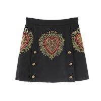 【CW】 Embroidery A Skirt 2021 New Breasted Female Ladies Skirts brand luxury