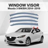 แผงกันลมติดกระจกรถยนต์สำหรับ MAZDA 3 HATCHBACK BM BN 3Th 2014-2019คิ้วกันสาดกระจกรถยนต์ช่องระบายอากาศแผ่นเบนทางลมกระบังแว่นตากันแดดมีสีกันน้ำฝน