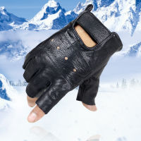 Men Slip-resistant Leather Sheep Moto Fingerless Gloves Half Finger High Quality Luvas Driving Training Fitness Guantes Gloves