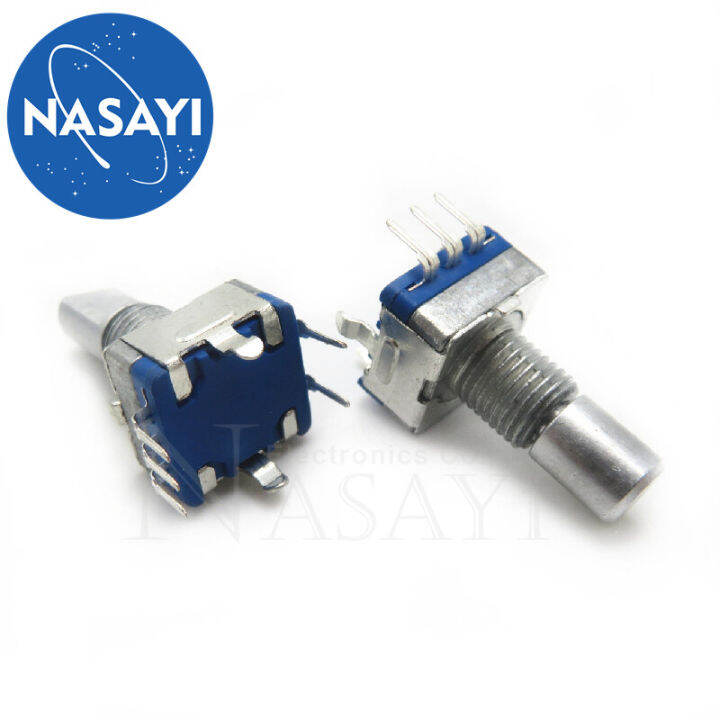 EC11旋转编码器/编码开关/数字电位器 5脚带开关 15mm半轴