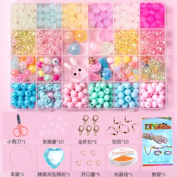 45 Types Boxed Beads Kits Polymer Clay Acrylic Letter Seed Beads Jewelry  Making Kit Set Elastic Cord for Girls Kids DIY Bracelet