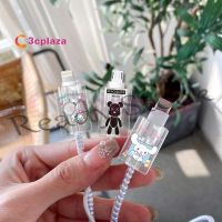 【Ready Stock】 ❄ B40 CB03 1PCS USB Cable Protector Data Line Cord Protective Case Transparent Cartoon Soft TPU Cover For iPhone Android Charging