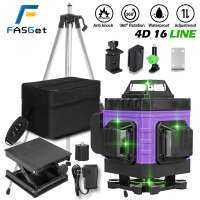 FASGet 16 Lines 4D Green Laser Level Horizontal And Vertical Cross Lines With Auto Self-Leveling, Indoors and Outdoors