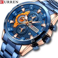 [Aishang watch industry]CURREN นาฬิกาควอตซ์นาฬิกาข้อมือเรืองแสงสแตนเลสแบบสบายๆกีฬานาฬิกาโครโนกราฟผู้ชายใหม่