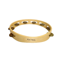 SINGLE ROW WOODEN TAMBOURINE WITH BRASS JINGLES - แทมโบรีนไม้