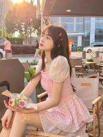 Gradient Pink Lolita ชุด Kawaii ผู้หญิงญี่ปุ่นหวาน Bow Party มินิเดรสหญิง MODE Korea Lace Up Slim Elegant Dress