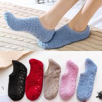 1 Pair Women Socks Winter Floor Socks Velvet Indoor Short Non-slip Super Thicken Soft Boat Socks Solid Color Warm Sock Slippers Socks Tights