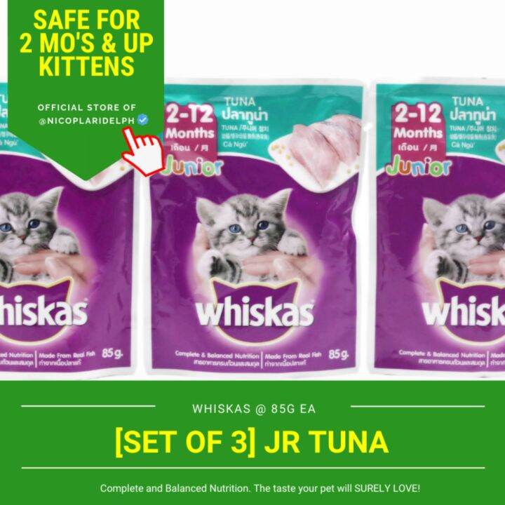 SET OF 3 Whiskas Junior Tuna Pouch Made with Real Fish for Complete