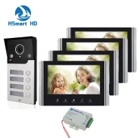 【LZ】 4 wire 7 inch Apartment Building Video Intercom Video Door Bell Camera with 2/3/4 Buttons for Family HD Video Door Phone System