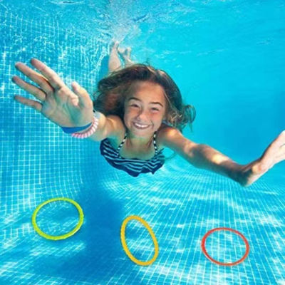 ชุดแหวนดำน้ำสำหรับกิจกรรมกลางแจ้ง4ชิ้น/8ชิ้นแหวนดำน้ำสระว่ายน้ำใต้น้ำโยนแหวนสำหรับเกมการปฏิบัติความเร็วในงานปาร์ตี้