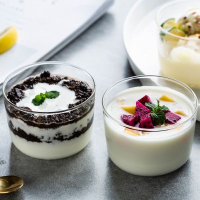 【CW】✒✽✈  4pc Transparent Glass Dessert Cup Set Resistant Jelly Pudding Mousse Mould Dipping Dish Condiment Bowl