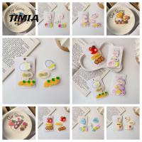 TIMIA 3pcs/set ขนมปังปิ้งขนมปัง ชุดกิ๊บติดผมการ์ตูน สไตล์เกาหลีแบบ สีลูกอมสี คลิปผมน่ารัก น่ารักน่ารักๆ ชุดคลุมศีรษะ สาวๆ