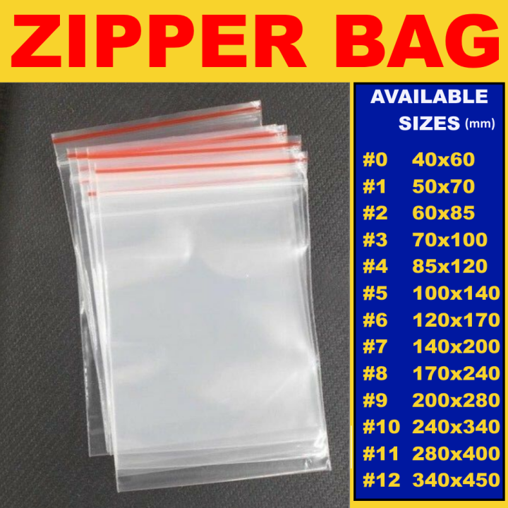 [100pcs] Plastic Zipper Bag 0 1 2 3 4 5 6 7 8 9 10 11 12