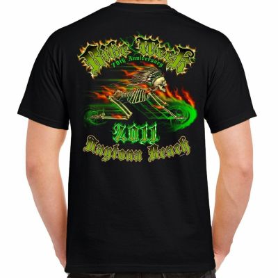 Biker Nostalgia 2011 Bike Week Vintage Green Skeleton Motorcycle Event T-Shirt