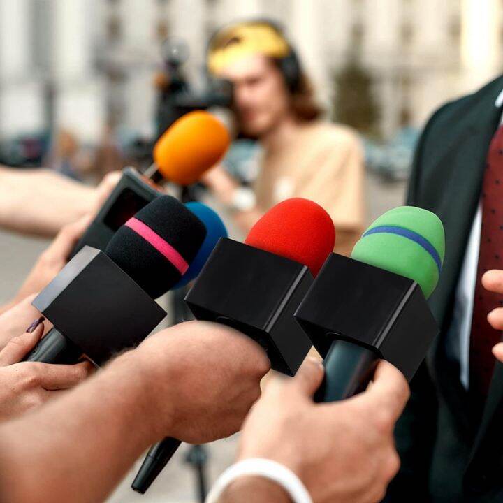 10pcs-microphone-markflag-mic-station-cube-interview-box-stand-flags-shaped-holder-reporter-injection-black