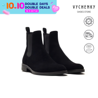 Share:[VC04] รองเท้าบู๊ทผู้ชายหนังวัวแท้ Chelsea Boots Suede - หนังวัวแท้เกรดดีสีดำ ส้นสูง 4cm สไตล์เรียบหรู ไซส์ 40 - 44_Vychenky