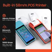 เครื่องสแกนกล้องบาร์โค้ด PDA POS บนแอนดรอยด์8.1 PDA POS อุปกรณ์ขั้วมือจับในตัวเครื่องพิมพ์บลูทูธความร้อน58มม. Wifi ทนทาน