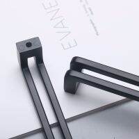 AOBITE New Chinese Double Handle Door Zinc Alloy Brushed Matte Black Hollow Handle Bookcase Drawer Handle Knobs Handle Hardware