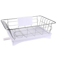 Stainless Steel Dish Drainer Drying Rack With 3-Piece Set Removable Rust Proof Utensil Holde For Kitchen Counter Storage Rack Wh