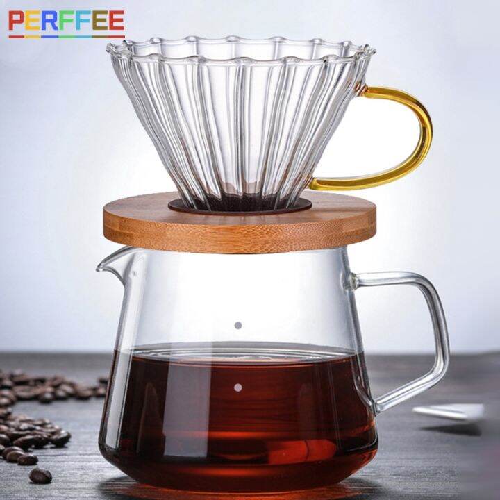 Coffee Server Glass V60 Brewed Coffee Sharing Pot Pour Over Coffee Dripper Coffee Pot 300ml