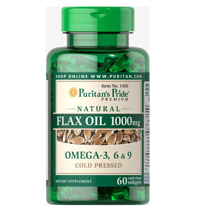 PURITAN'S PRIDE 1450 EXPIRY 5/2024 Natural Flax Oil 1000mg Omega