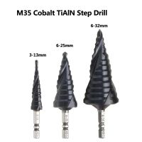 M35 Cobalt TiAIN Step Drill 3-13/6-25/6-35mm Industrial Grade HRC89 Spiral Groove Pagoda Drill Bit For Stainless Steel