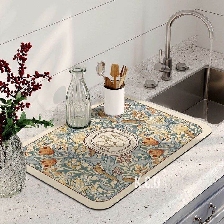 Drain Pad Rubber Dish Drying Mat Super Absorbent Drainer Mats Tableware