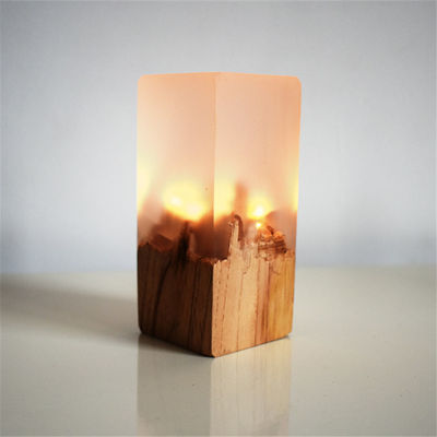 Creative LED Resin Solid Wood Night Light USB Home Decoration Gift Table Lamp Atmosphere Holiday Gift Bedroom Living Room Lamp